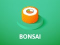 Bonsai isometric icon, isolated on color background