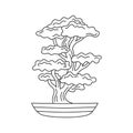 Bonsai japanese tree line vector