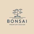 bonsai line art logo minimalist icon symbol, vector illustration design