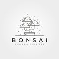 Bonsai line art tree icon logo vector design minimal illustration design