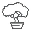 Bonsai line icon, asian and plant, tree sign, vector graphics, a linear pattern on a white background.