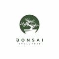 Bonsai logo design. Japanese Mini Small Plant Tree on Pot Silhouette logo design Royalty Free Stock Photo