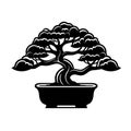 Bonsai silhouette in black color. Vector template for tattoo or laser cutting Royalty Free Stock Photo