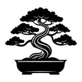 Bonsai silhouette icon. Vector template for tattoo or laser cutting