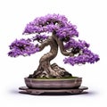 Hyperrealistic Purple Bonsai Tree With Flowers