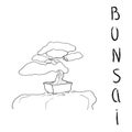 Bonsai tree black outline vector illustration Royalty Free Stock Photo