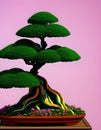 Bonsai tree, Botanical Illustration, AI