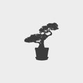 Bonsai Tree Icon in a flat design in black color. Vector illustration eps10 Royalty Free Stock Photo