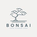 bonsai tree line art logo vector illustration template design, icon symbol japanese tree