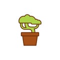 Bonsai tree plant flat icon symbol illustration Royalty Free Stock Photo