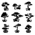 Bonsai tree set. Vector Royalty Free Stock Photo