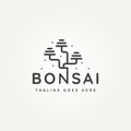 Bonsai tree typography line art logo design