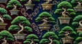 Bonsai Trees - A Serene Garden Pattern Royalty Free Stock Photo