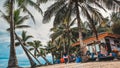 Bontang, Indonesia - Des 28, 2020 : a bunch of people on holiday during the day on a Beras Basah Island