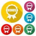 Bonus badge icon isolated with long shadow