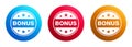 Bonus badge icon premium trendy round button set