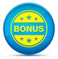 Bonus badge icon modern flat cyan blue round button Royalty Free Stock Photo