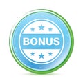 Bonus badge icon natural aqua cyan blue round button Royalty Free Stock Photo