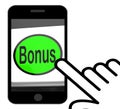 Bonus Button Displays Extra Gift Or Gratuity Online Royalty Free Stock Photo