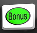 Bonus Button Shows Extra Gift Or Gratuity Online Royalty Free Stock Photo