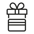 Bonus card icon. Gift credit card with gift box, vector illustration