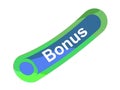 BONUS green and blue bent tag on white background - 3D rendering illlustration