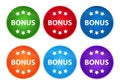 Bonus icon super round button set glass design Royalty Free Stock Photo