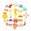 Bonus icons set, cartoon style Royalty Free Stock Photo