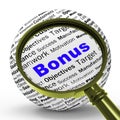 Bonus Magnifier Definition Shows Financial Reward Or Benefit Royalty Free Stock Photo