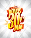 Bonus 30% more - sale vector banner Royalty Free Stock Photo