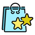 Bonus shop bag icon color outline vector Royalty Free Stock Photo