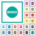 Bonus sticker flat color icons with quadrant frames