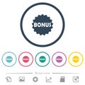 Bonus sticker flat color icons in round outlines