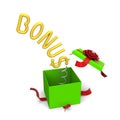 Bonus symbol springing out from a gift box Royalty Free Stock Photo