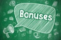 Bonuses - Cartoon Illustration on Green Chalkboard. Royalty Free Stock Photo