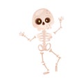 Bony Skeleton as Halloween Character Walking with Raised Hands Vector Illustration