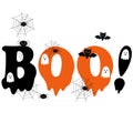 BOO! Halloween . Cartoon Halloween card. Illustration Royalty Free Stock Photo