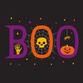 Boo Halloween holiday cute symbols vector poster Royalty Free Stock Photo