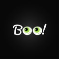 Boo. Halloween lettering with eyes design background. Royalty Free Stock Photo