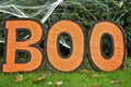 Boo Sign Orange Background Halloween Celebration Kids Party Fun Royalty Free Stock Photo