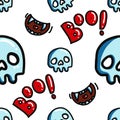 Boo and skull halloween seamless pattern