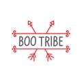 Boo tribe lettering design template, brush grunge, Halloween caligraphic word, vector illustration Royalty Free Stock Photo