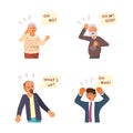 Surprised people with questions speech bubbles