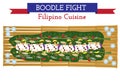 Boodle Fight food on banana leaves top view concept. Royalty Free Stock Photo