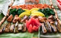 Boodle fight style of eating. A traditional filipino way of eating together with family and friends