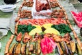 Boodle fight style of eating. A traditional filipino way of eating together with family and friends