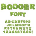 Booger font. Slippery lettering. Snivel alphabet. Green slime le