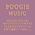 Boogie music header vintage 3d vector alphabet set