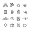 Police and law enforcement icons set. Thin line style stock vector. Royalty Free Stock Photo