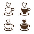 Set of mugs icons with tea and coffee. Vector icon illustration design Royalty Free Stock Photo